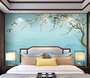 3D White Plum Petals WC2634 Wall Murals