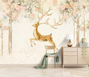 3D Flower Fawn WC26 Wall Murals Wallpaper AJ Wallpaper 2 