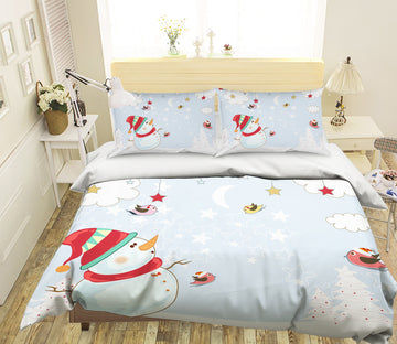 3D Snowman 31143 Christmas Quilt Duvet Cover Xmas Bed Pillowcases