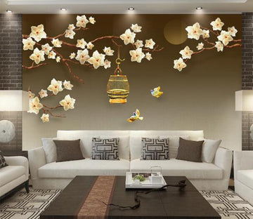 3D Birdcage Flower WC1168 Wall Murals