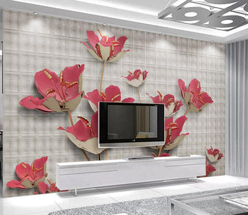 3D Red Peony WC2078 Wall Murals