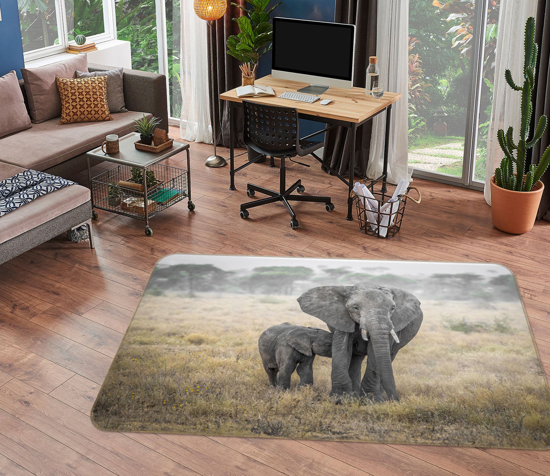 3D Steppe Elephant 1104 Marco Carmassi Rug Non Slip Rug Mat