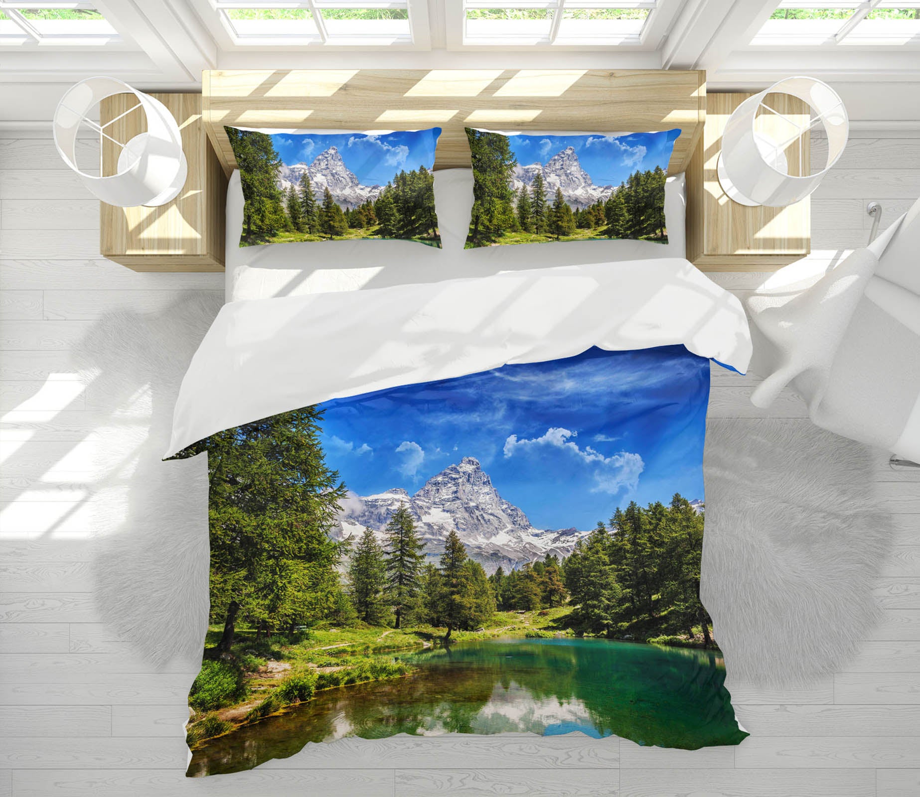 3D Blue Lake 014 Marco Carmassi Bedding Bed Pillowcases Quilt