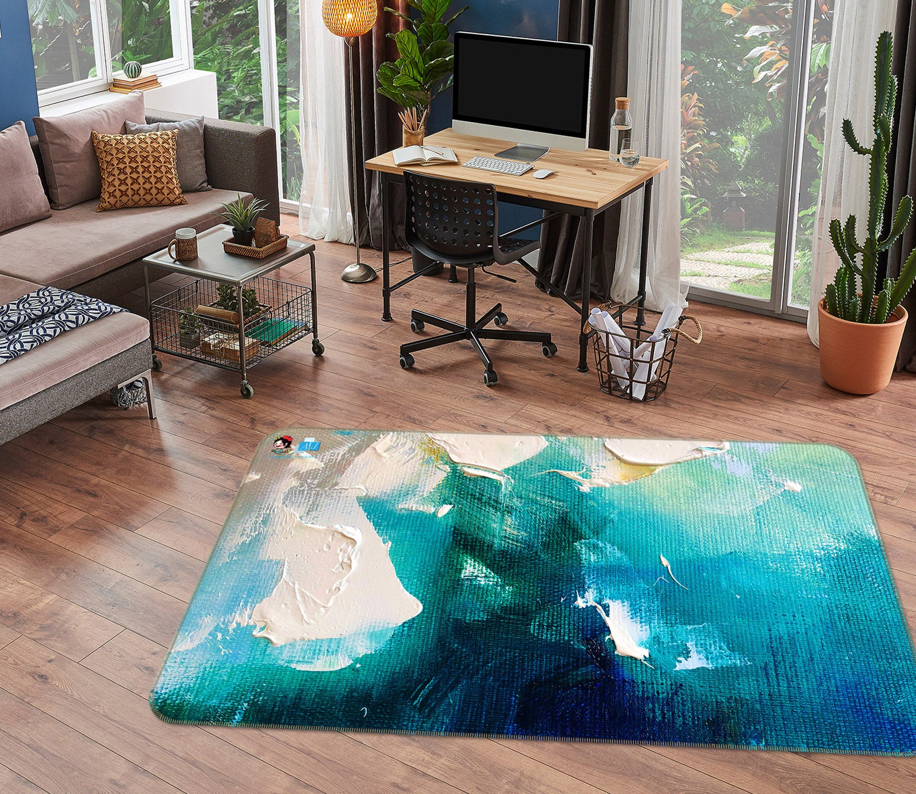 3D Blue Oil Painting 1237 Skromova Marina Rug Non Slip Rug Mat