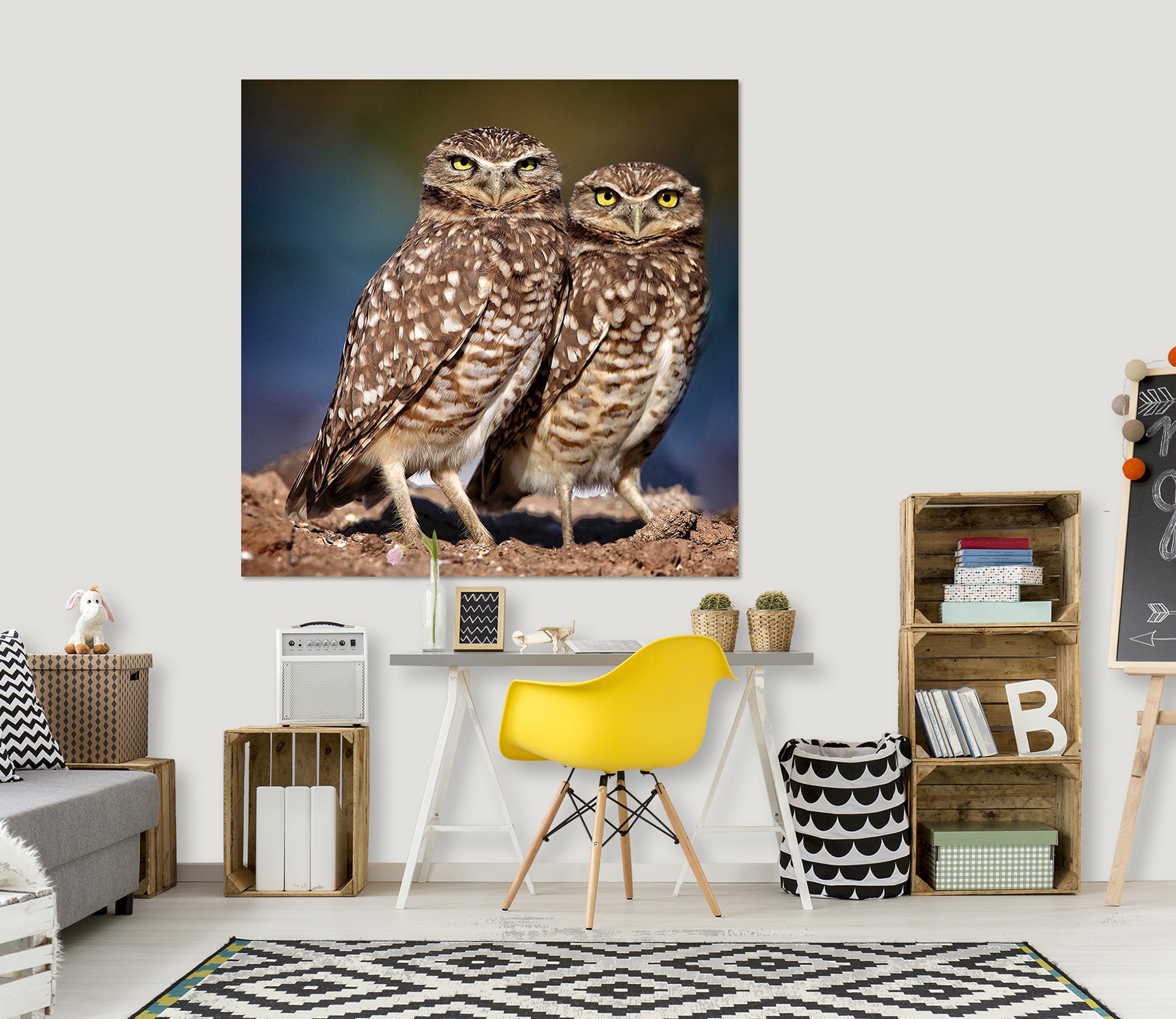 3D Burrowing Owl Buddies 006 Kathy Barefield Wall Sticker