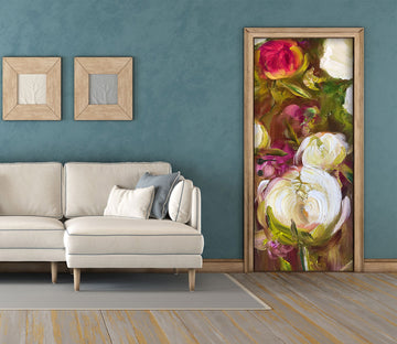 3D White Rose 3101 Skromova Marina Door Mural