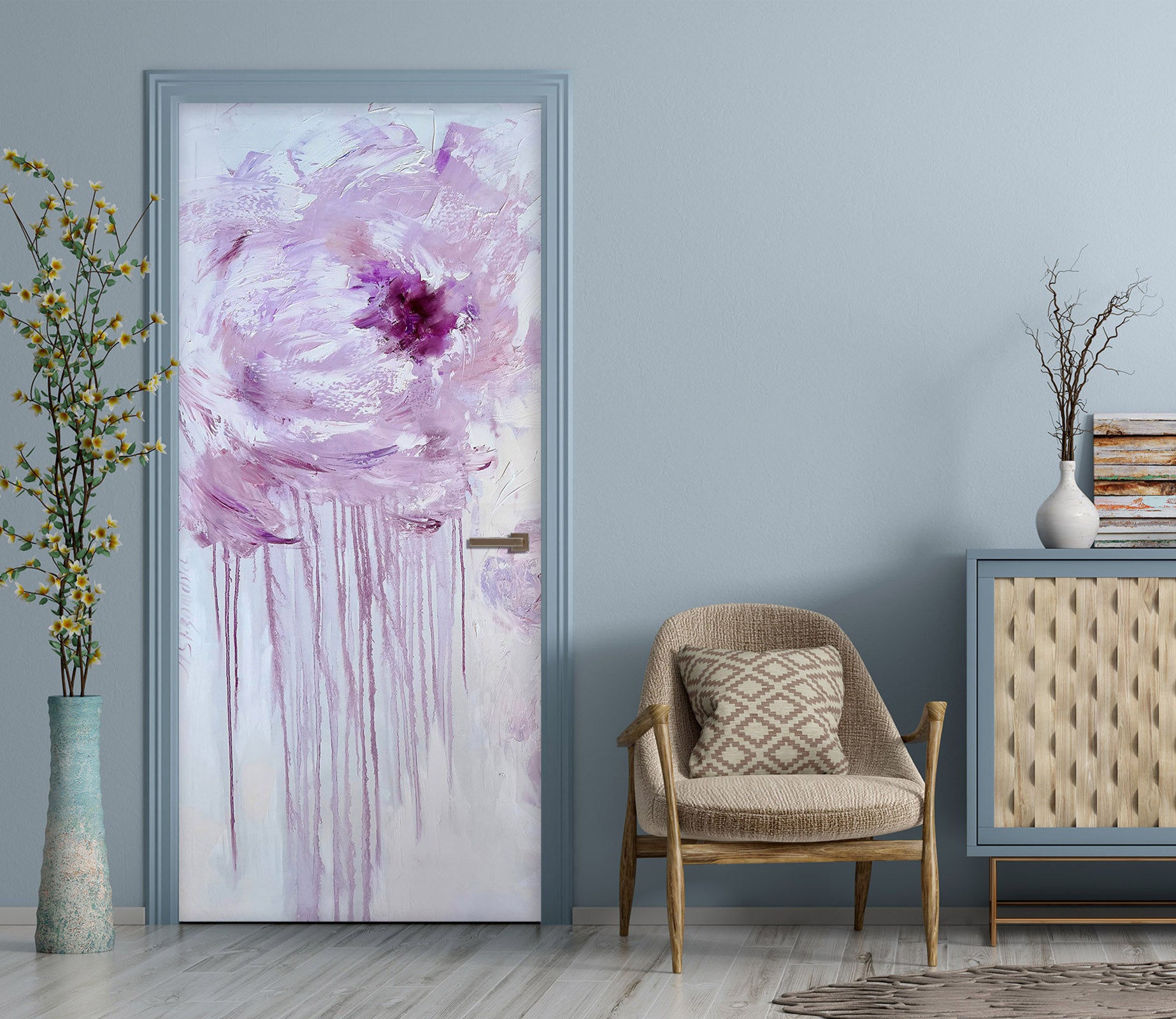 3D Pink Flowers 3061 Skromova Marina Door Mural