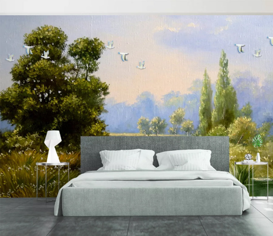 3D Swan Tree WC999 Wall Murals