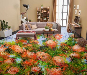 3D Red Flowers Clump 9681 Allan P. Friedlander Floor Mural  Wallpaper Murals Self-Adhesive Removable Print Epoxy