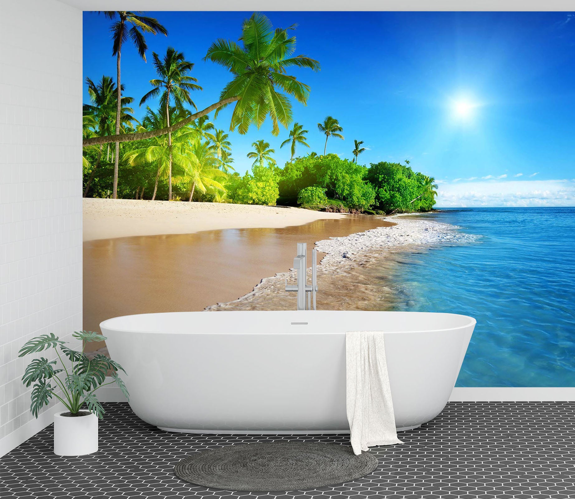 3D Sea Coconut Tree 089 Wall Murals