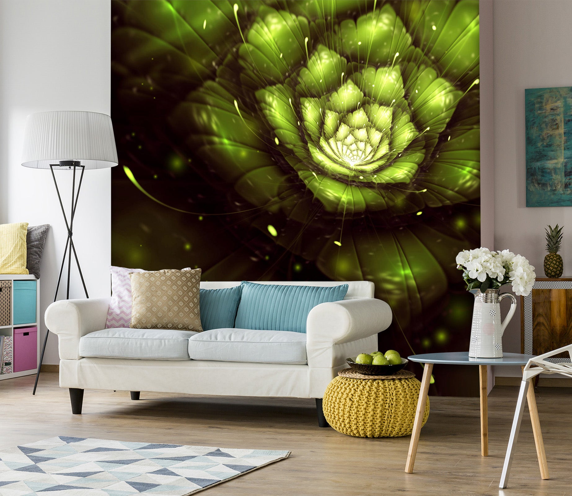 3D Green Lotus 2027 Wall Murals