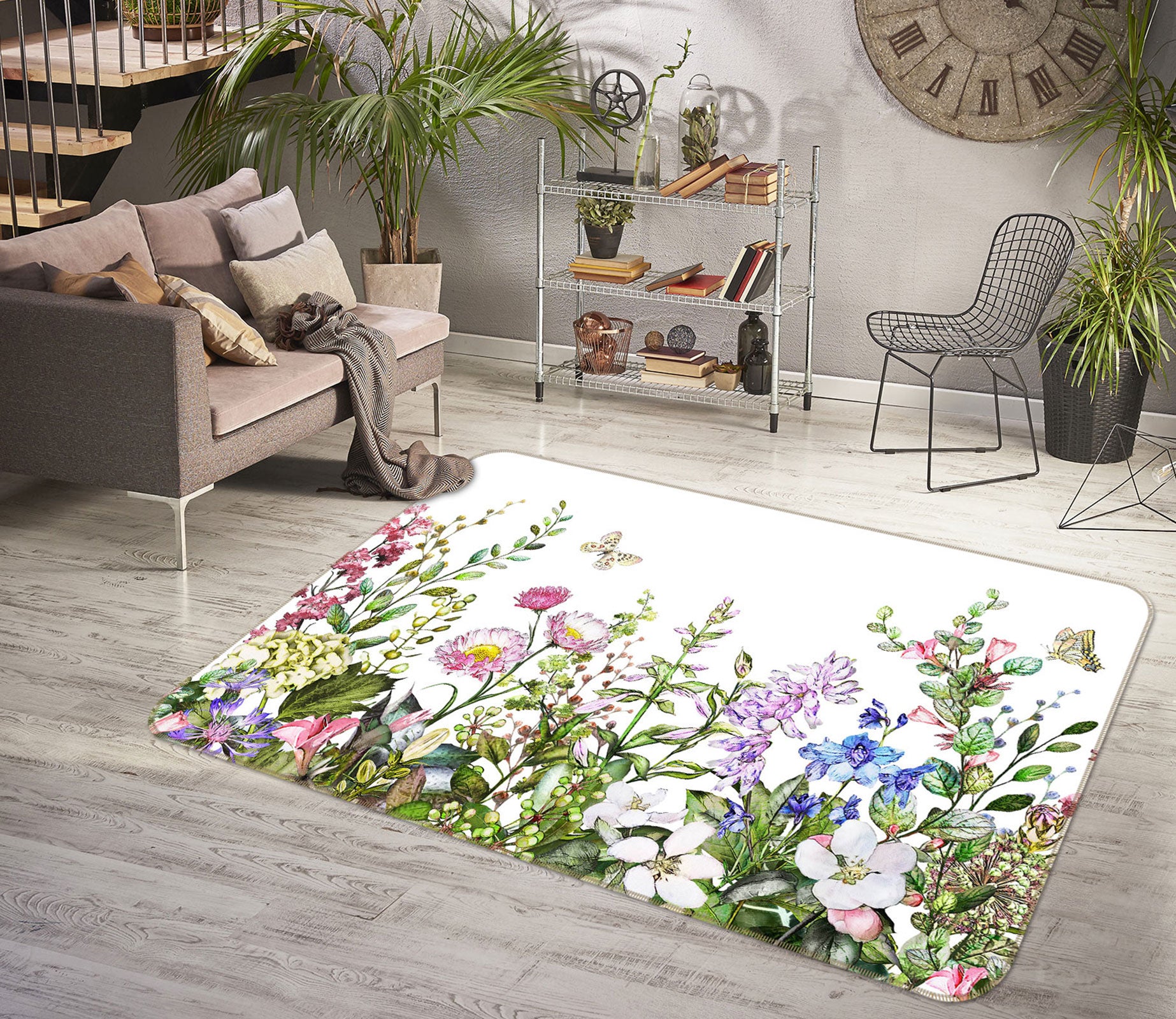 3D Butterfly Flower 1048 Non Slip Rug Mat