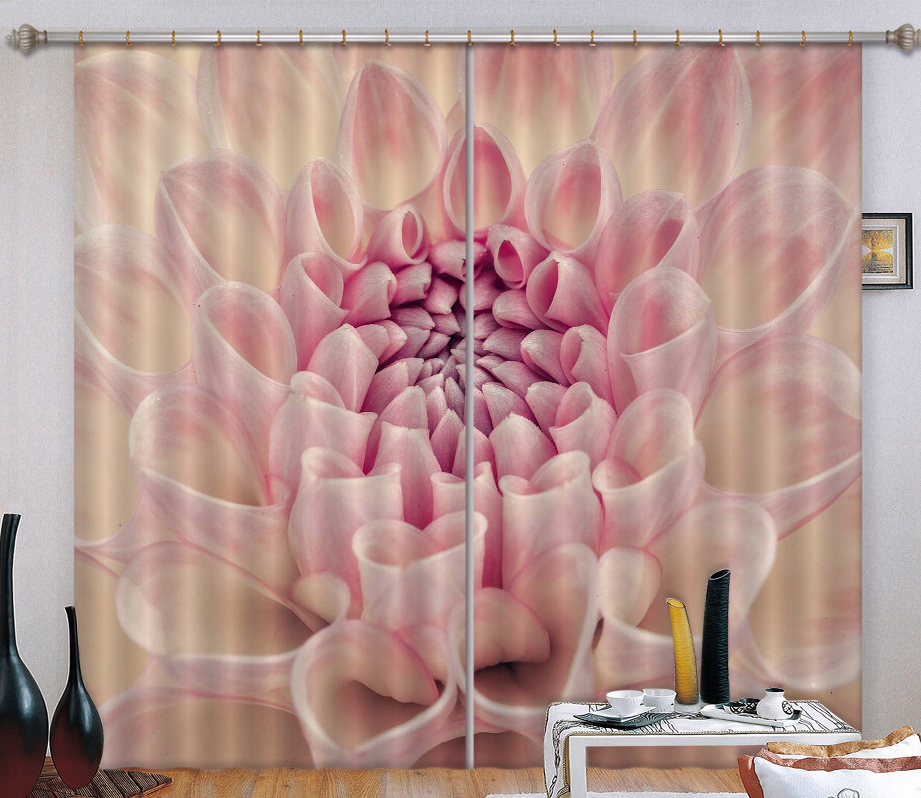 3D Pink Flower Bud 6331 Assaf Frank Curtain Curtains Drapes