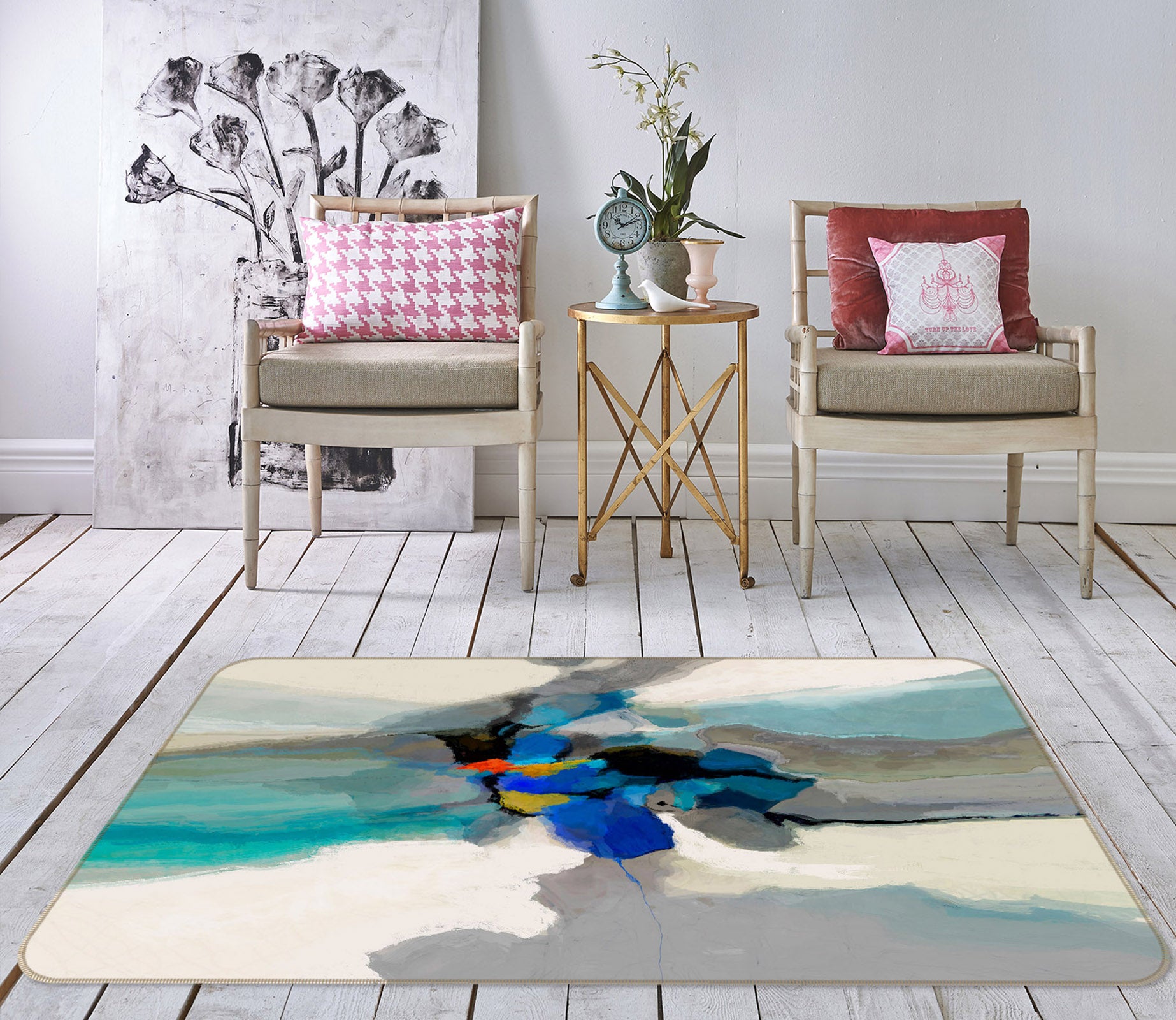 3D Color Graffiti 1004 Michael Tienhaara Rug Non Slip Rug Mat