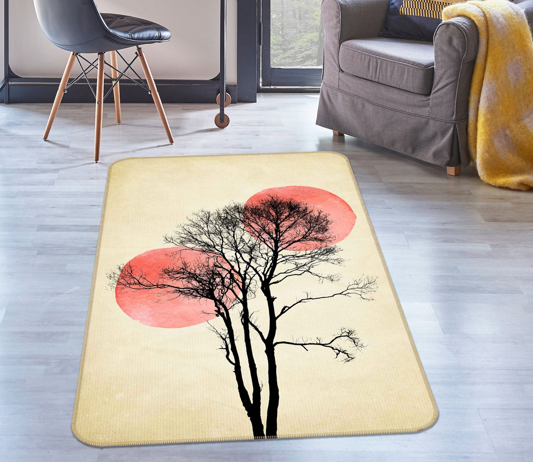 3D Moon Hiding 1011 Boris Draschoff Rug Non Slip Rug Mat