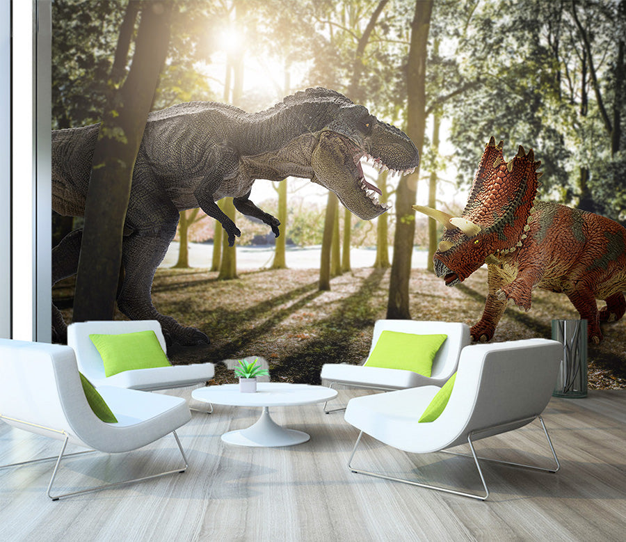 3D Dinosaur Fight 1568 Wall Murals