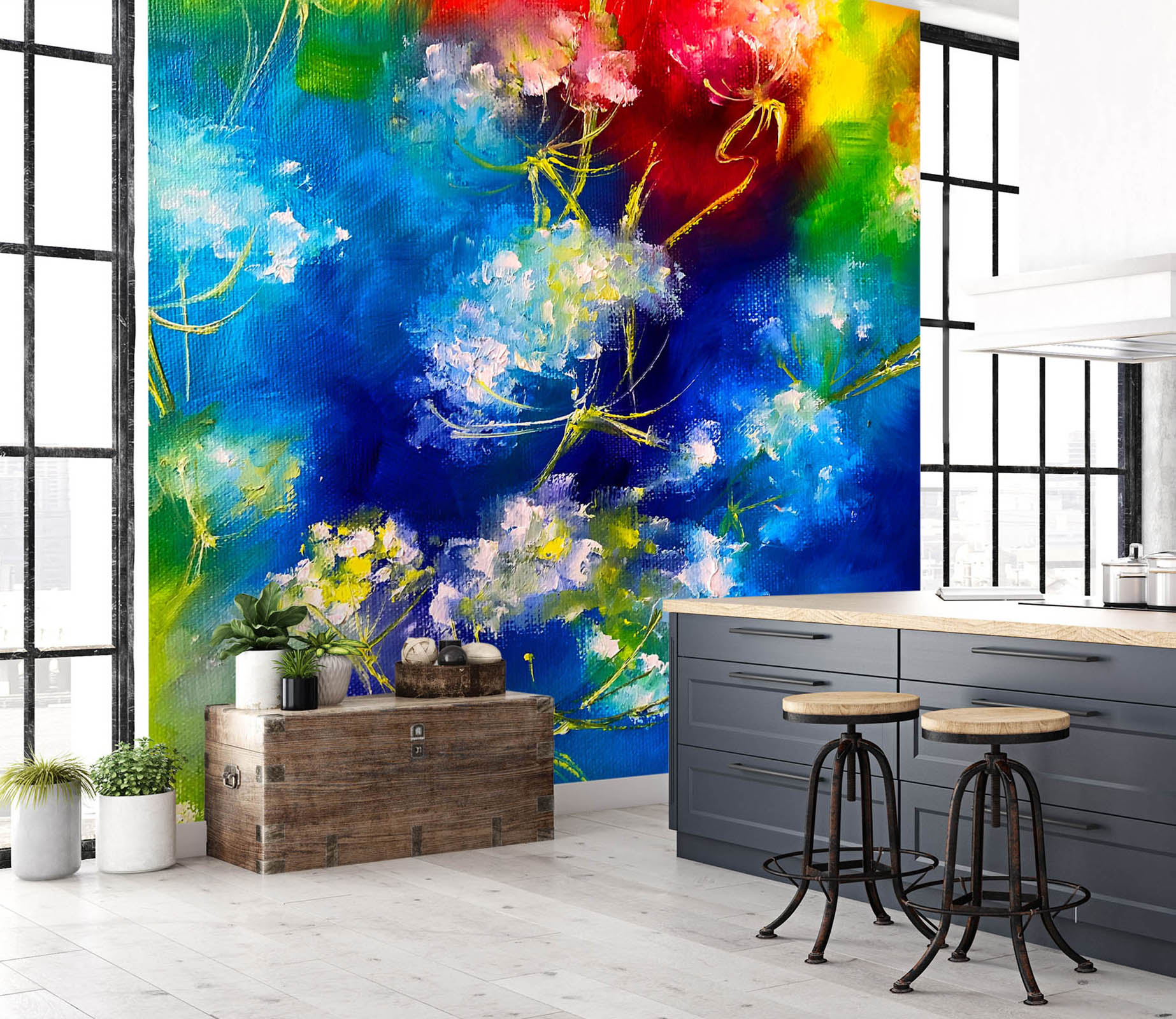 3D Blue Flower 251 Skromova Marina Wall Mural Wall Murals