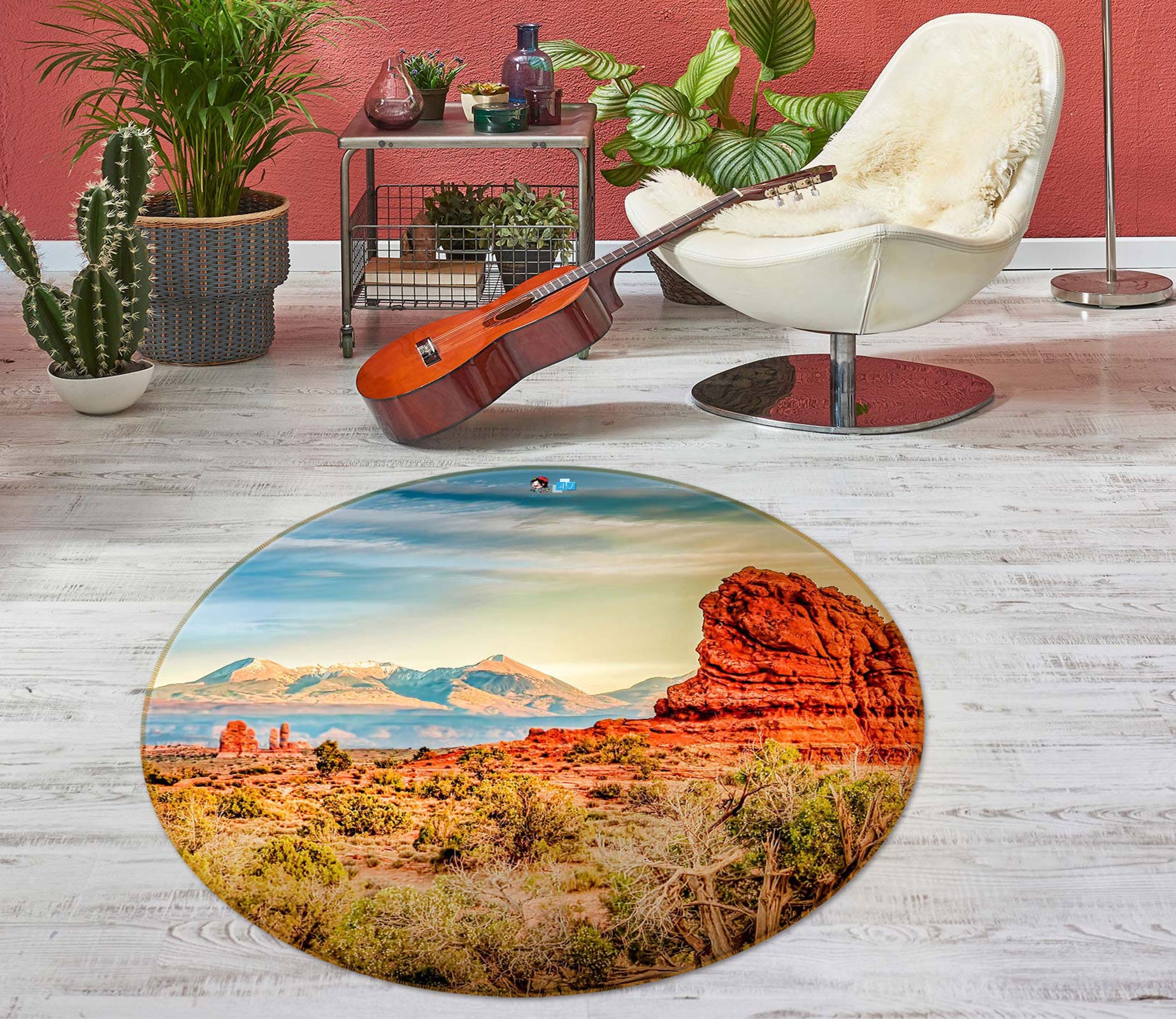 3D Mountains 5007 Beth Sheridan Rug Round Non Slip Rug Mat