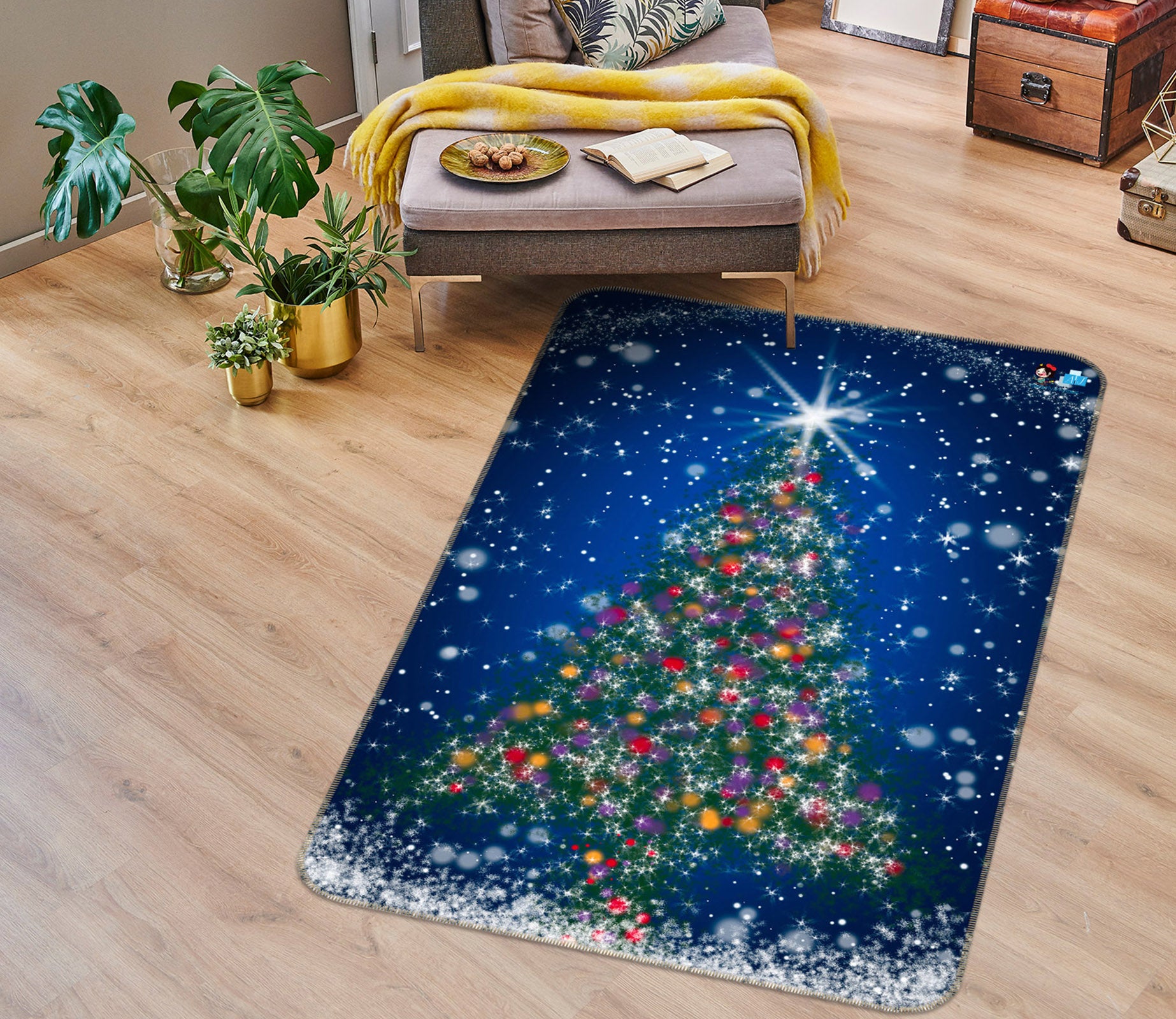 3D Tree Snow 57021 Christmas Non Slip Rug Mat Xmas