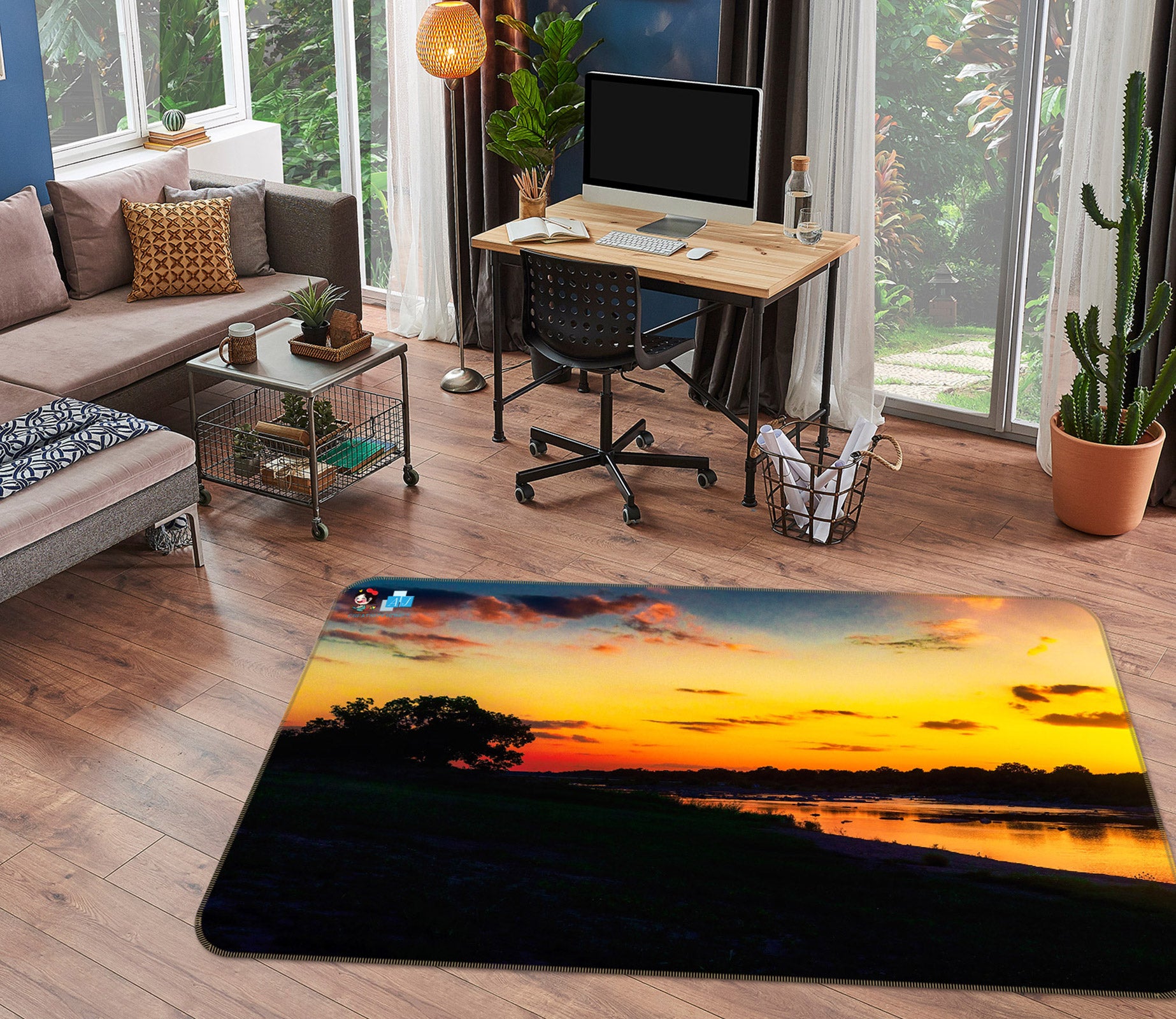 3D Sunset Cloud 5130 Beth Sheridan Rug Non Slip Rug Mat