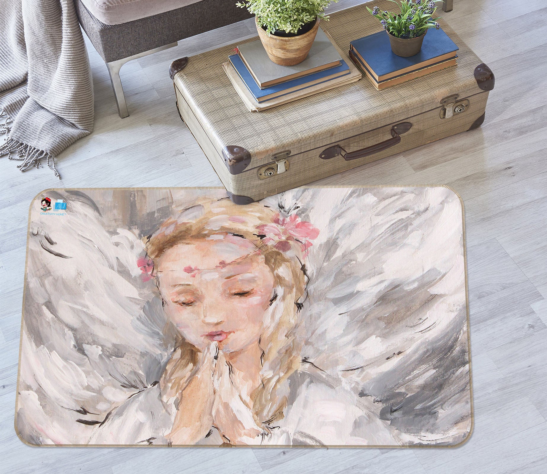 3D Girl Angel 0158 Debi Coules Rug Non Slip Rug Mat