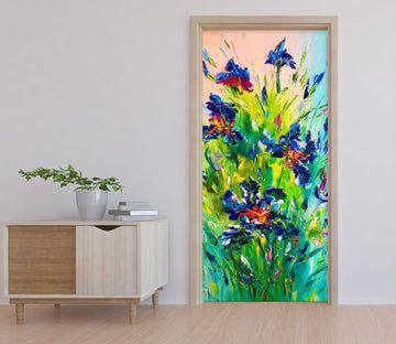 3D Blue Flower 3282 Skromova Marina Door Mural