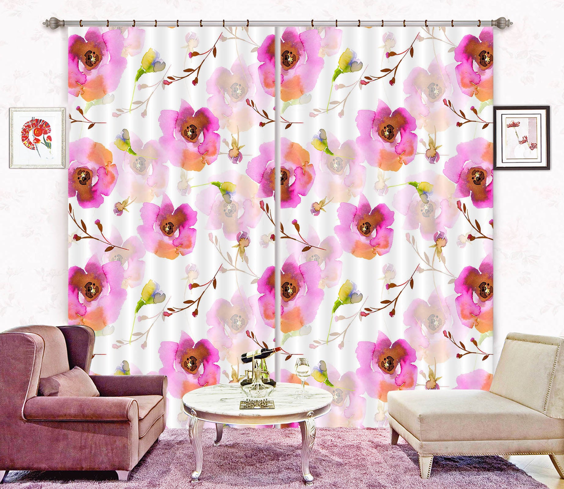 3D Red Plum 229 Uta Naumann Curtain Curtains Drapes