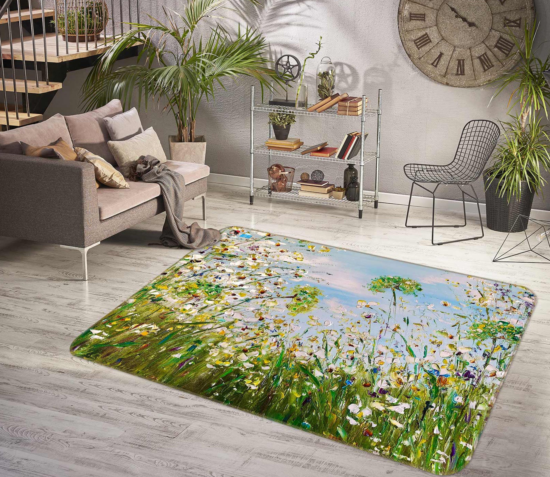 3D Wildflowers Grass 1114 Skromova Marina Rug Non Slip Rug Mat