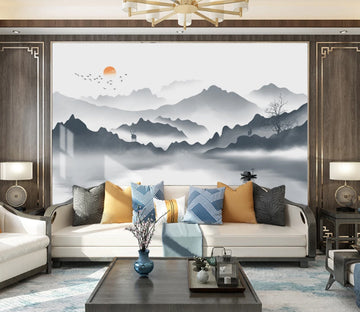 3D Hillside Boat WC2653 Wall Murals