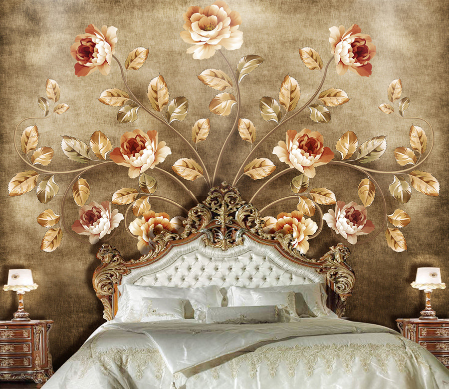 3D Orange Flower WG014 Wall Murals