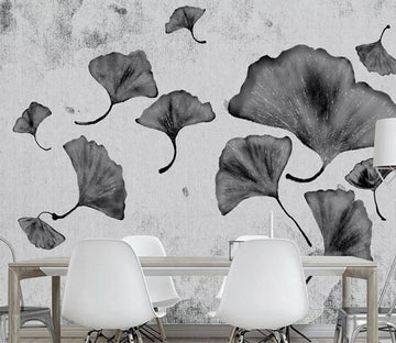 3D Black Leaves WC1172 Wall Murals