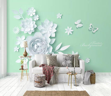 3D White Flowers WC49 Wall Murals Wallpaper AJ Wallpaper 2 