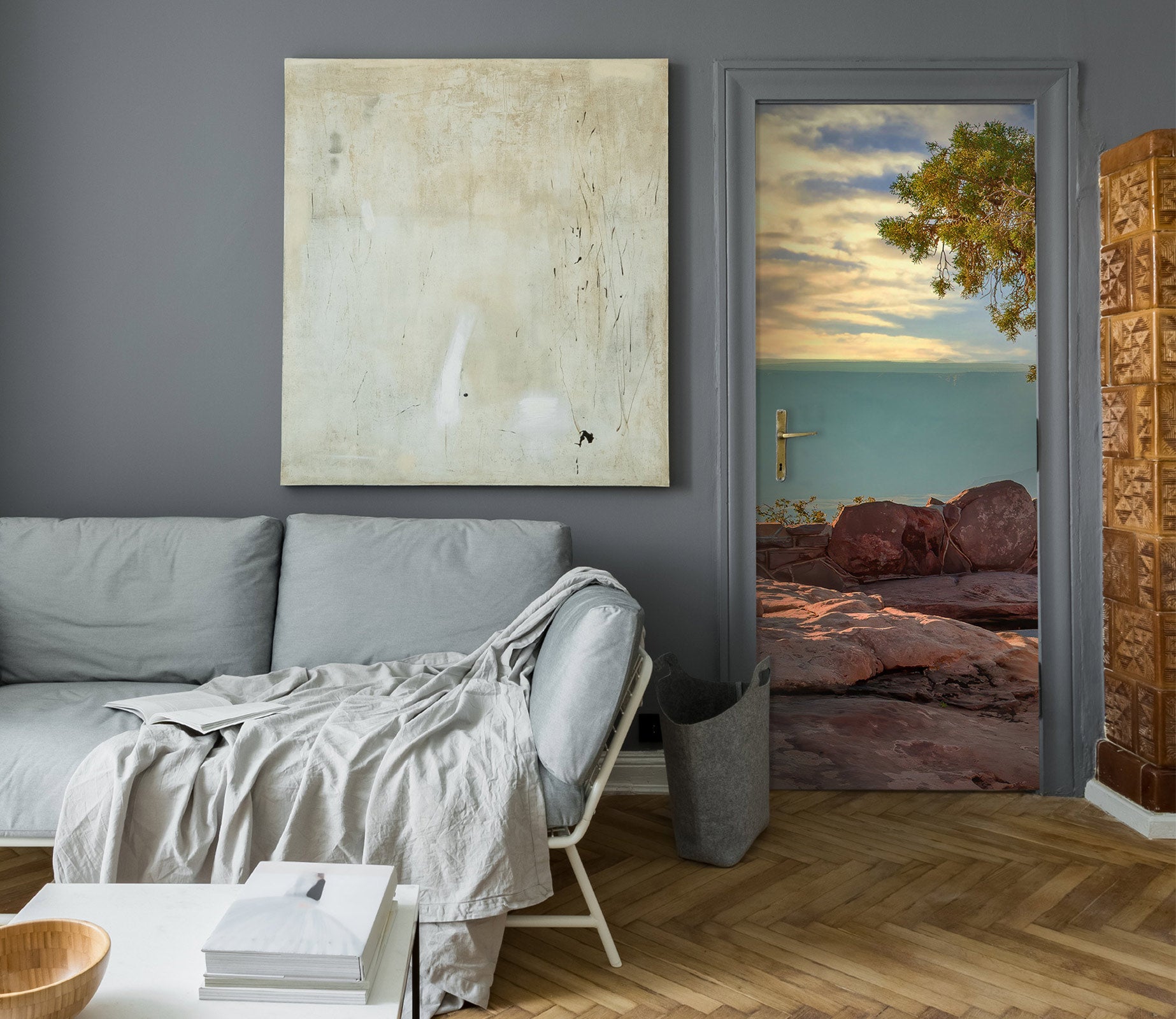 3D Stone Tree Sky 107180 Beth Sheridan Door Mural