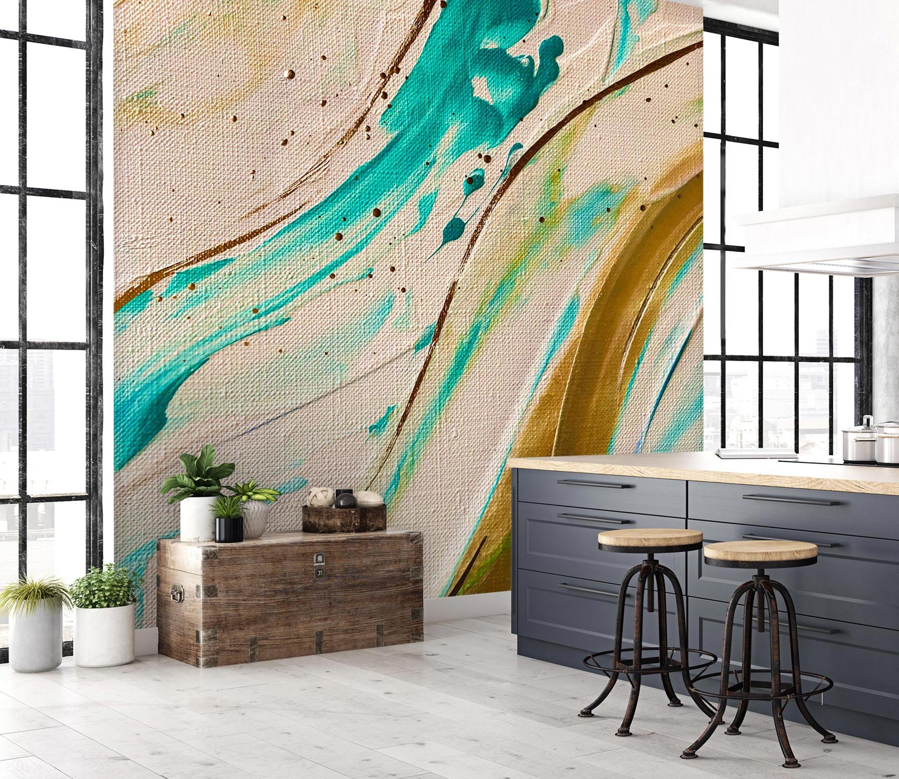 3D Blue Watercolor 110 Skromova Marina Wall Mural Wall Murals