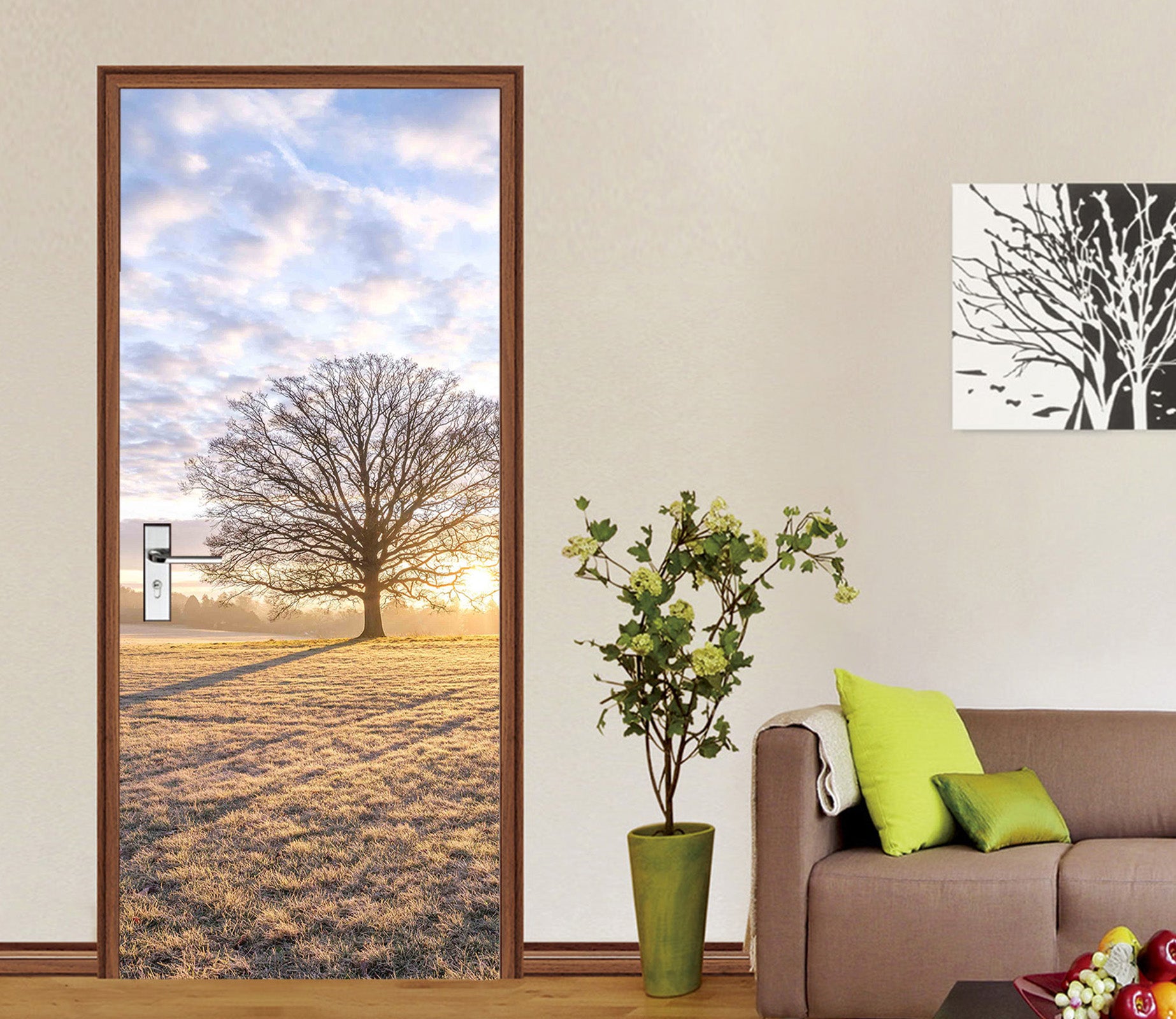 3D Tree Grass Sky 10240 Assaf Frank Door Mural