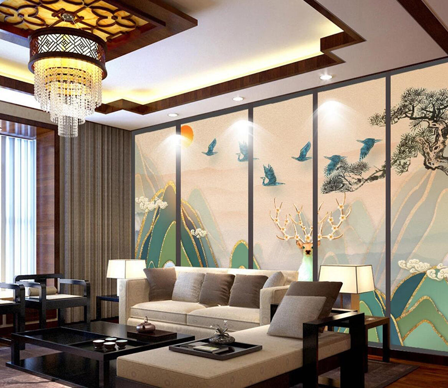 3D Golden Mountain WC493 Wall Murals