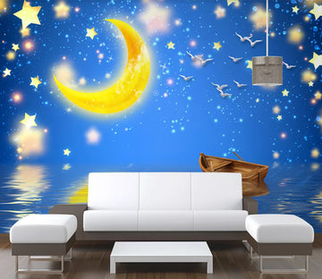 3D Moon Pigeon Ship WC2038 Wall Murals