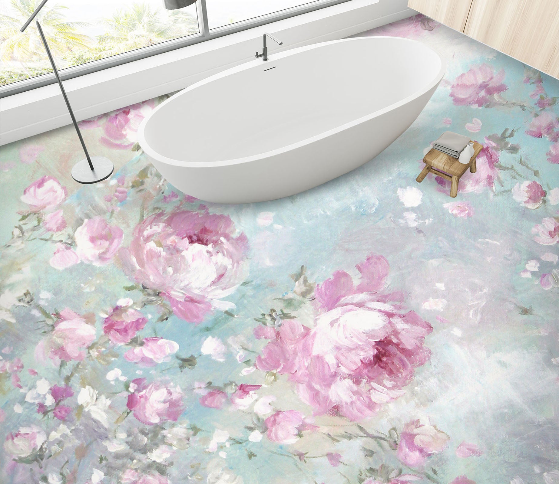 3D Pink Rose Petal 9948 Debi Coules Floor Mural  Wallpaper Murals Self-Adhesive Removable Print Epoxy