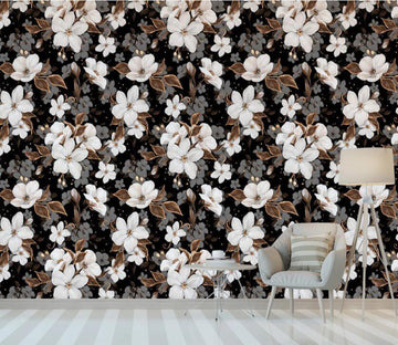 3D Densely Arranged White Flowers 2202 Wall Murals