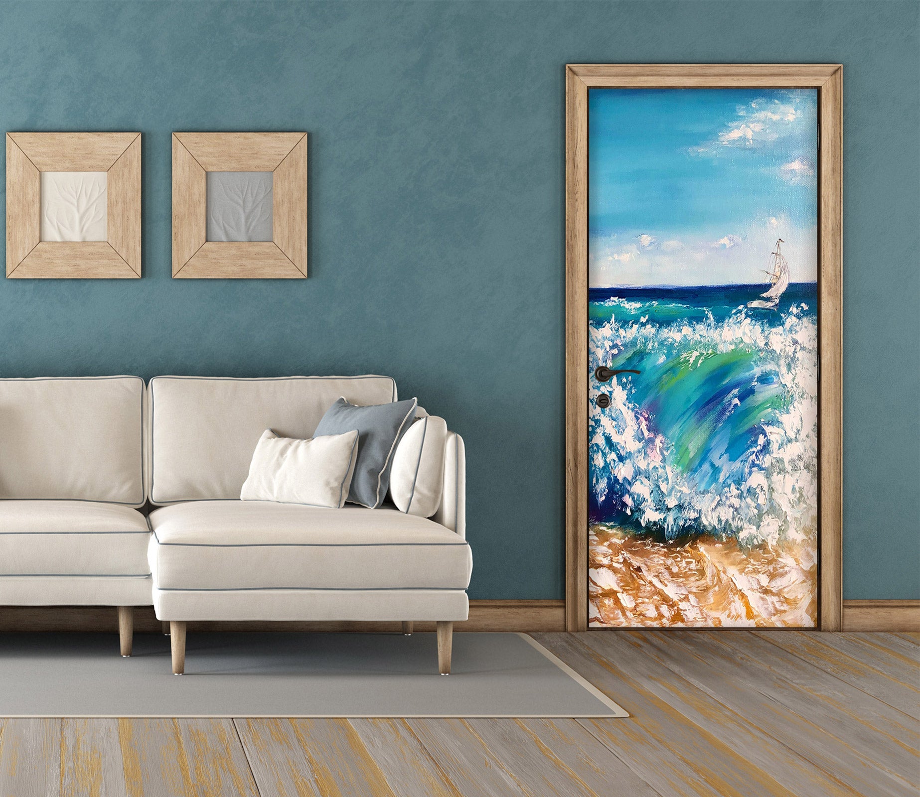 3D Blue Spray 3168 Skromova Marina Door Mural