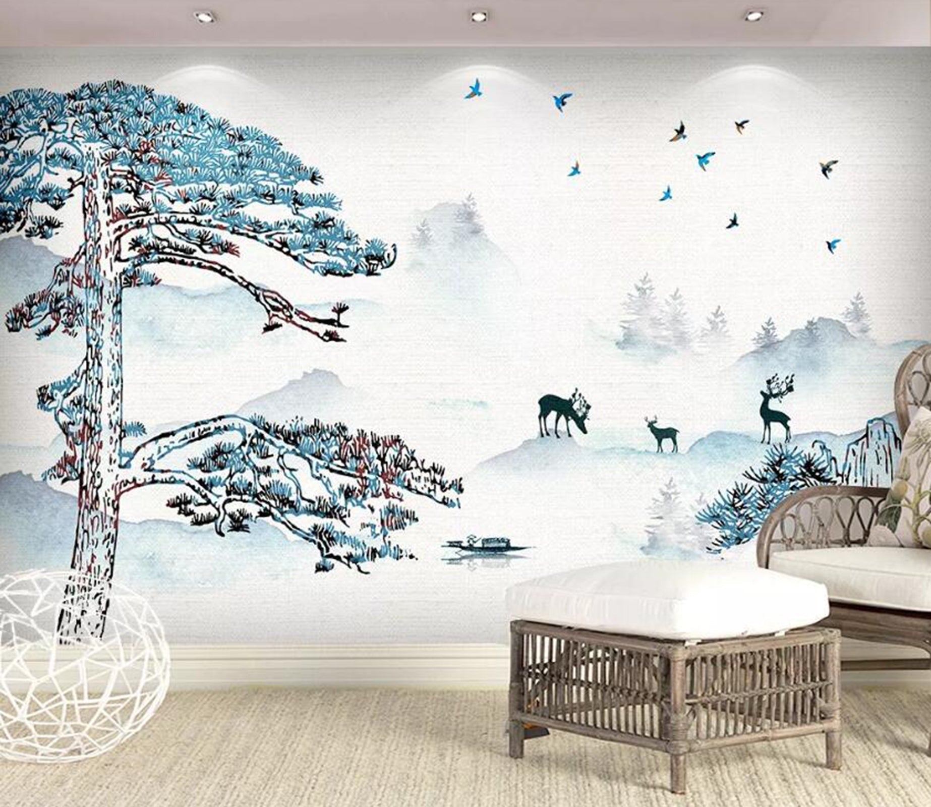 3D Deer Forest WC49 Wall Murals Wallpaper AJ Wallpaper 2 