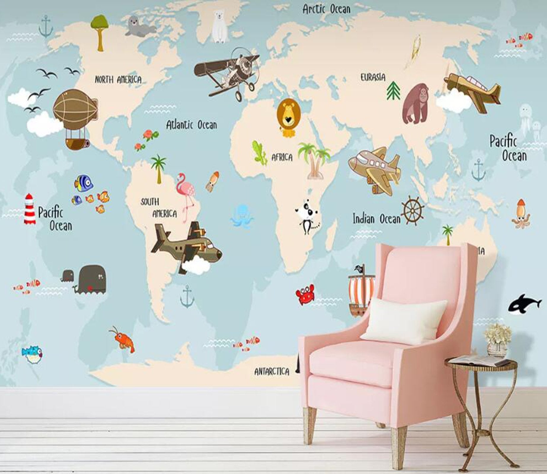 3D Animal Map WC40 Wall Murals Wallpaper AJ Wallpaper 2 