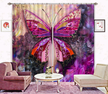 3D Purple Butterfly 2358 Skromova Marina Curtain Curtains Drapes