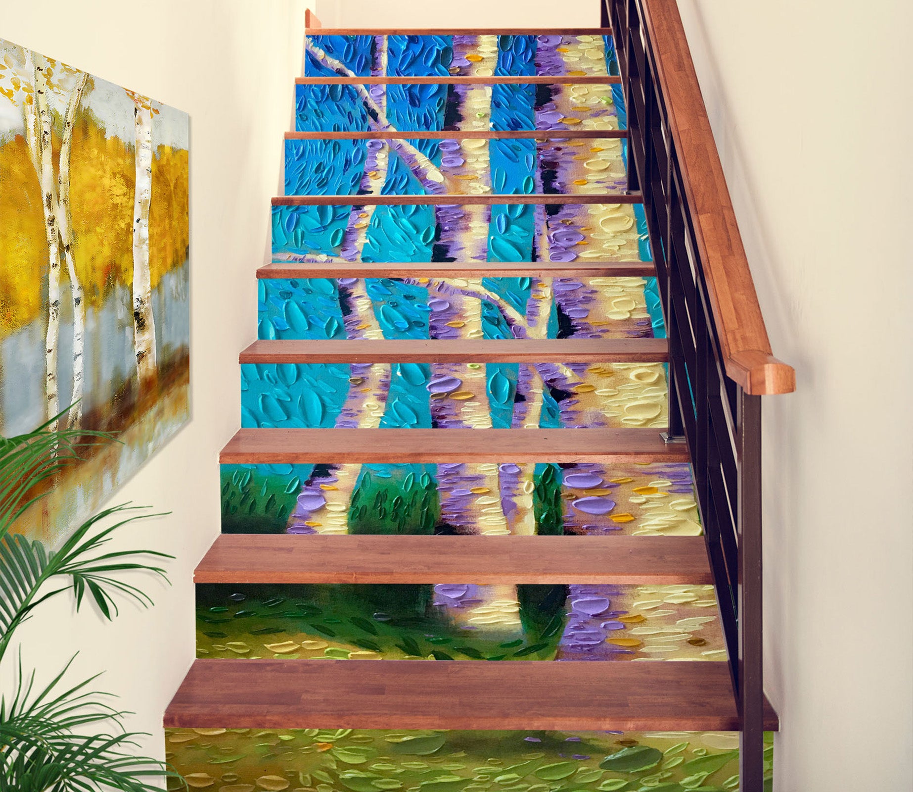 3D Grass Tree Trunk Painting 96140 Dena Tollefson Stair Risers