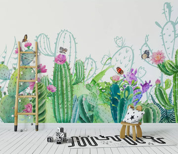 3D Cactus Butterfly WC2139 Wall Murals