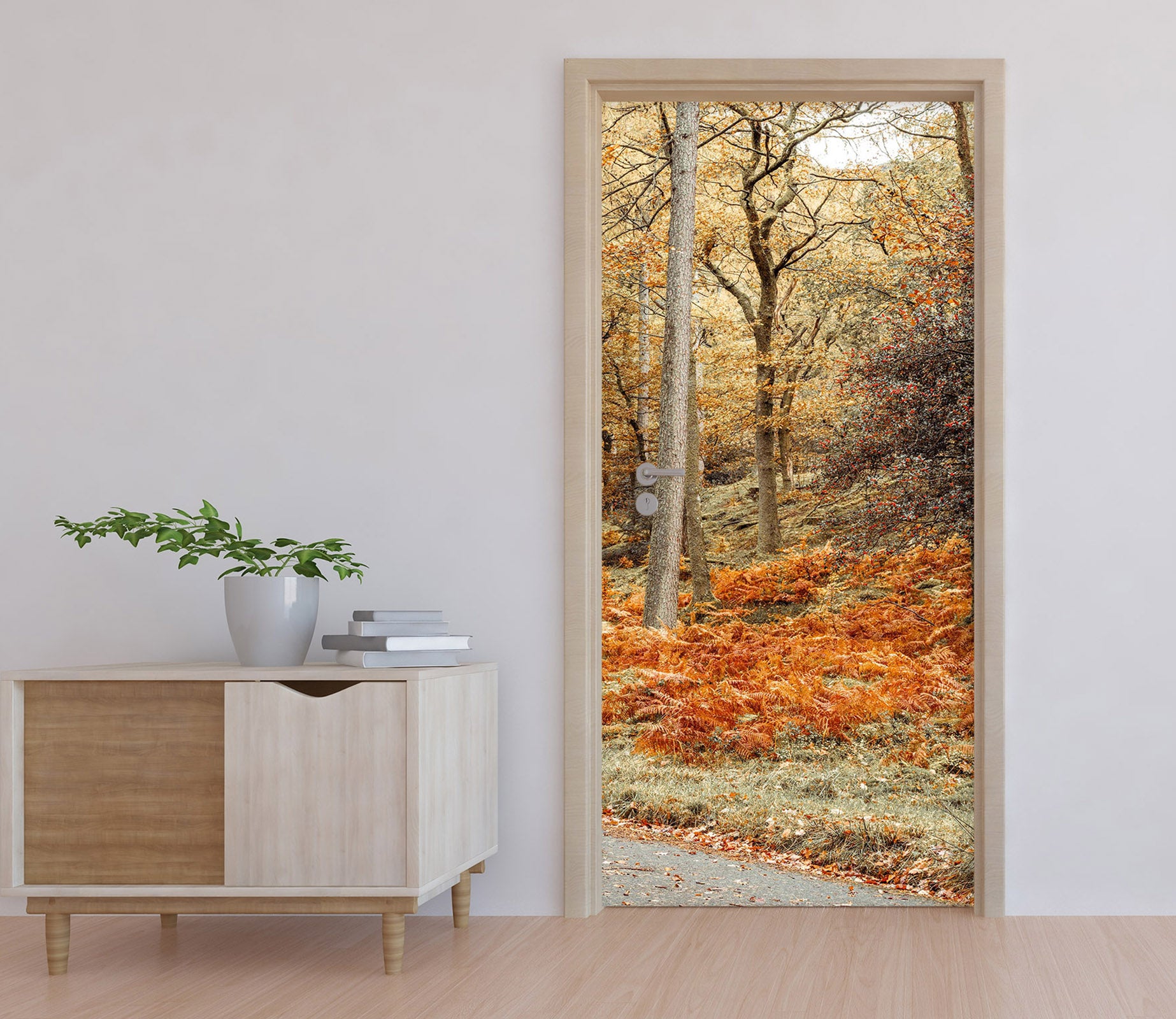 3D Forest Leaves 10208 Assaf Frank Door Mural