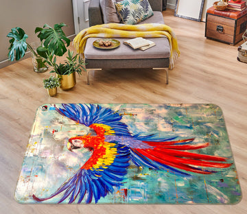 3D Watercolor Parrot 1206 Skromova Marina Rug Non Slip Rug Mat