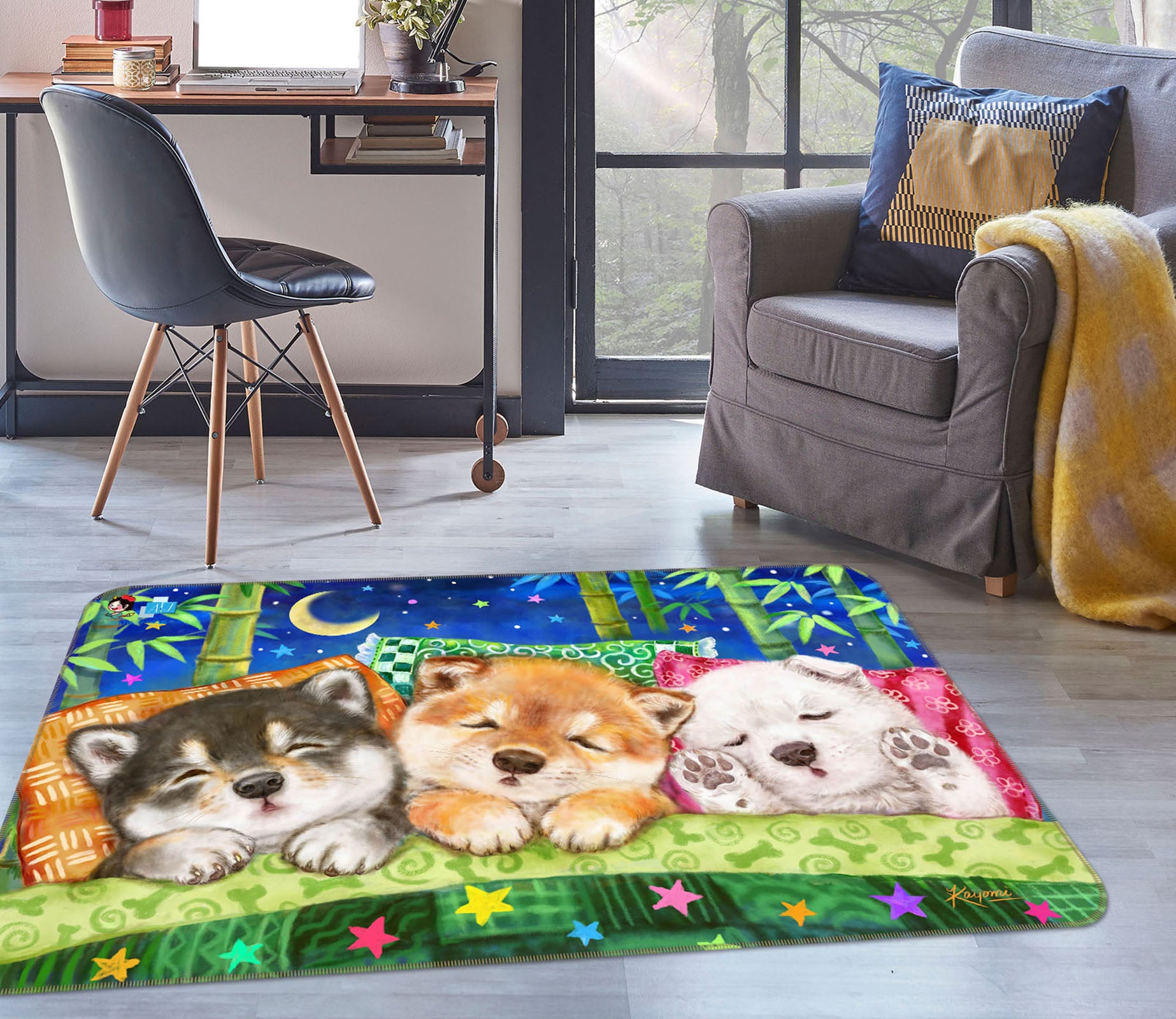 3D Dog Sleeping 5629 Kayomi Harai Rug Non Slip Rug Mat