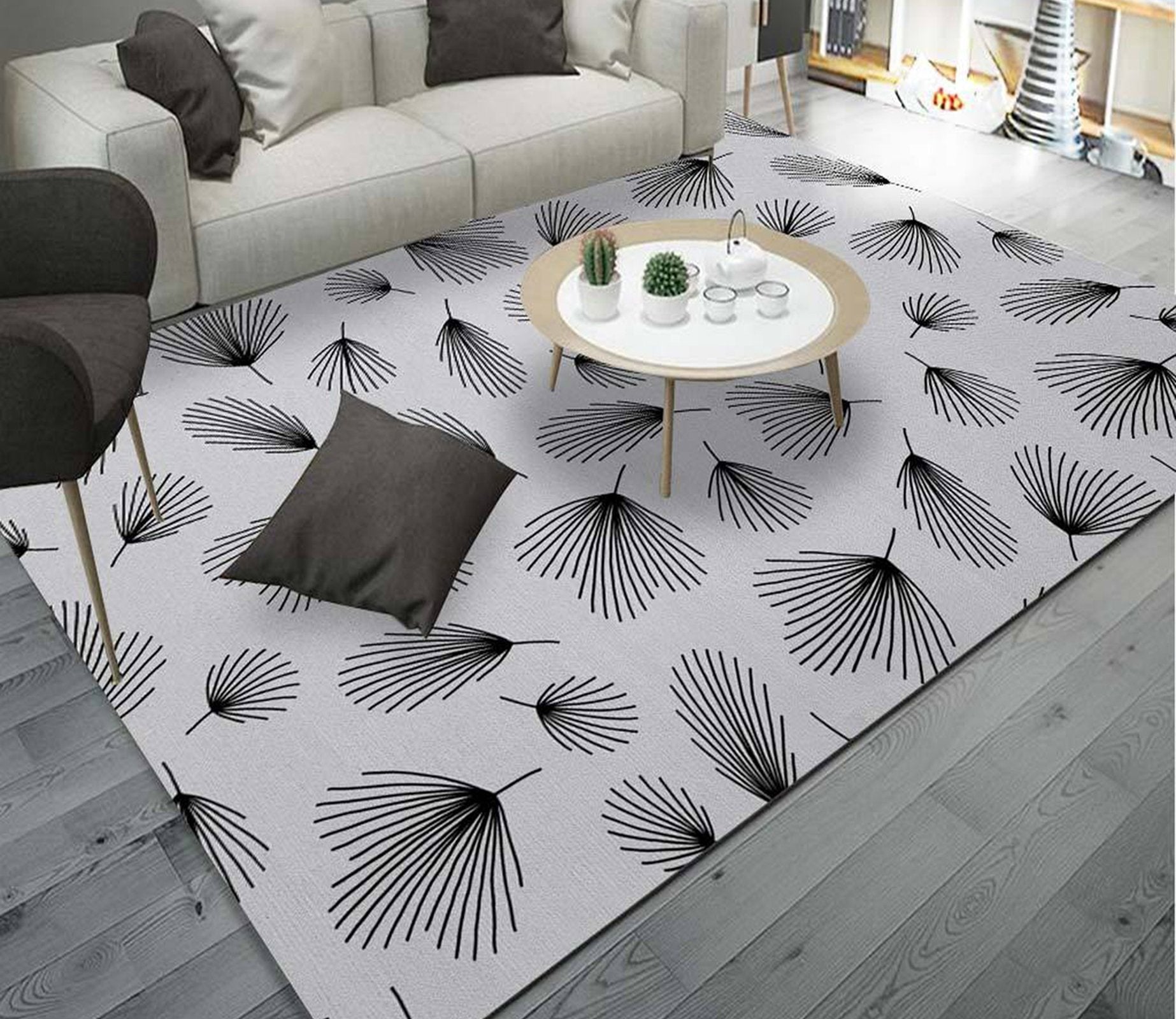 3D Black Leaves WG073 Non Slip Rug Mat Mat AJ Creativity Home 