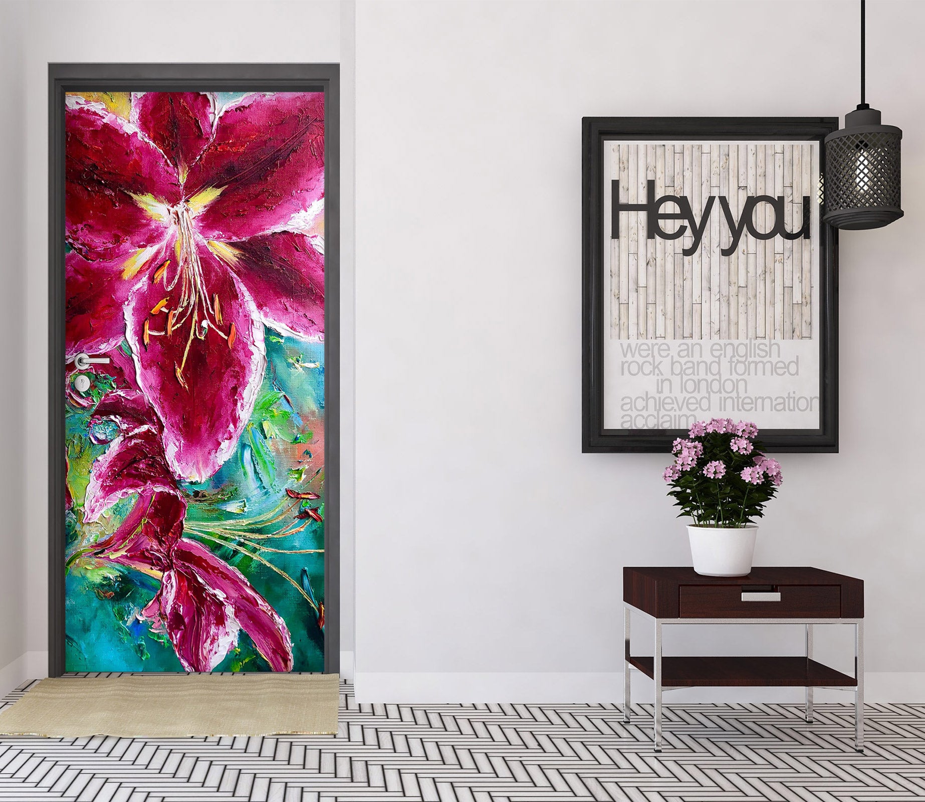 3D Red Flowers 3190 Skromova Marina Door Mural